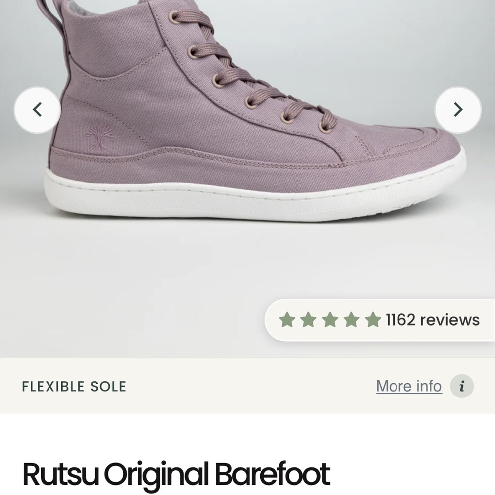 RUTSU High-Top Canvas Sneakers in Dusty Mauve - Women's 8 with Cork Insoles - Picture 7 of 10